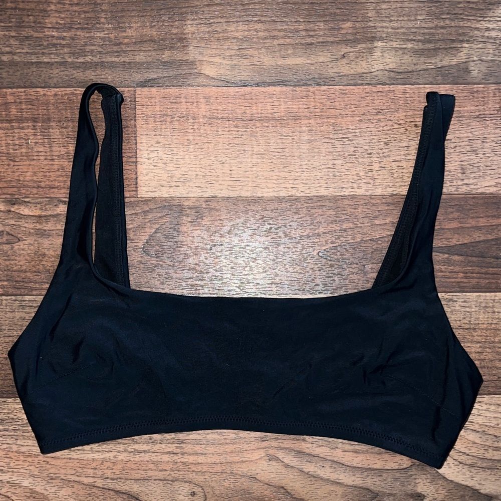 Aerie Black Bikini Top large scoop pull over swim
